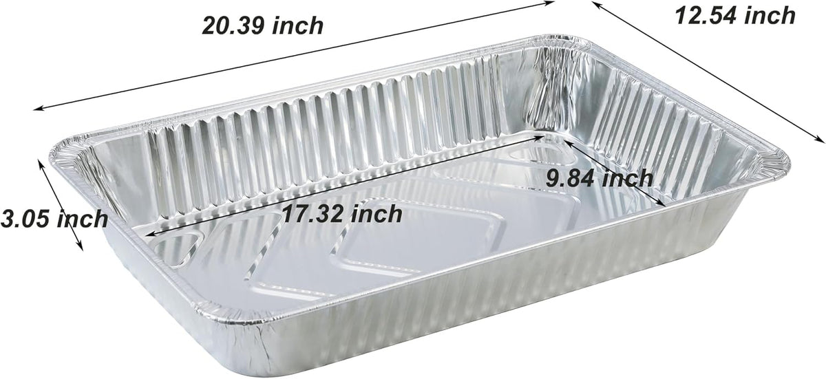Aluminum Deep Foil Pans Full Size, Large Disposable Roasting & Baking Pan, 21"x13" (10 Pack) Extra Heavy Duty Chafing