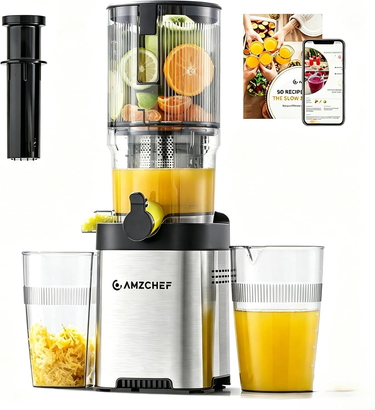 Cold Press Juicer Machine, 5.4" Wide Self-Feeding Chute | Masticating Juice Extractor for Whole Fruits &