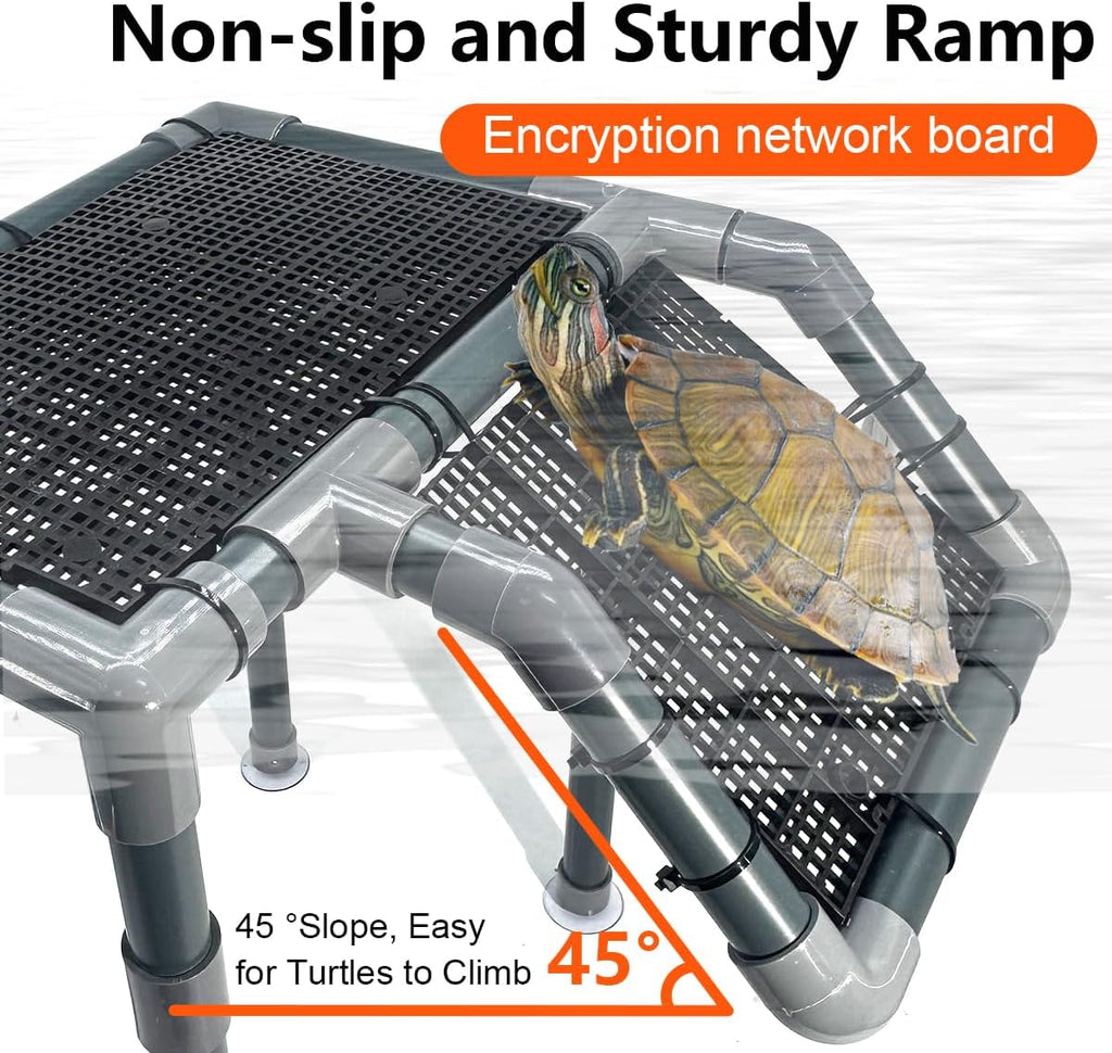 Large Basking Platform for Aquatic Turtles, 10.8" Width Resting Area, Adjustable Height Turtle Basking Platform with