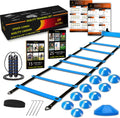 Speed Agility Training Set, Includes 1 Agility Ladder, 4 Steel Stakes, 1 Sports Headband,1 Jump Rope, 10 Disc Cones