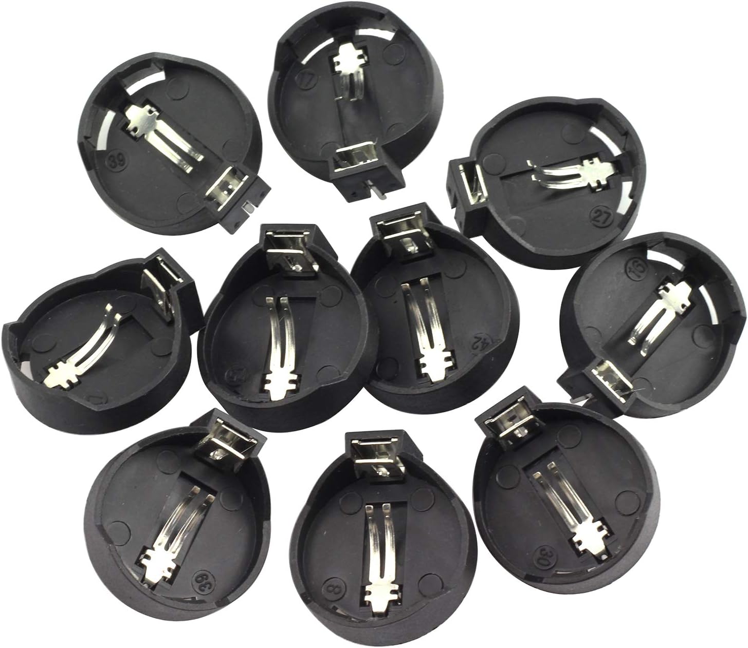 10PCS 3V CR2032 CR2025 CR2016 Coin Cell Battery Holder Case Black