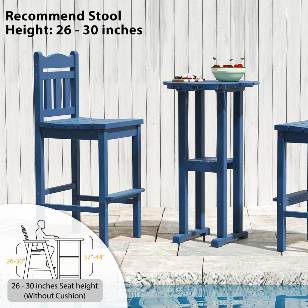 39” Height Adirondack Bar Table, Patio HDPE Round Pub Table