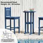 39” Height Adirondack Bar Table, Patio HDPE Round Pub Table