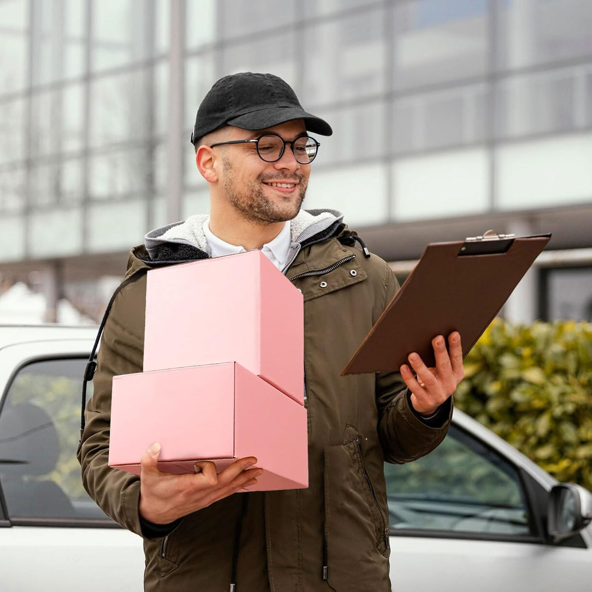 Pink Shipping Boxes Small 6x4x4 Inches, 30 Pack Corrugated Cardboard Boxes for Packaging Small Business Mailing