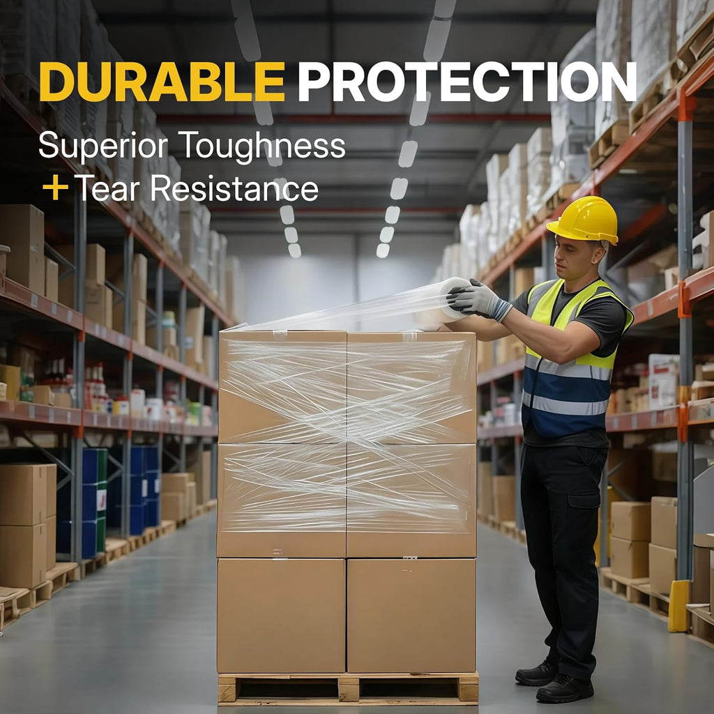 Pallet wrap Stretch Film - Industrial Strength up to 800% Stretch 20 Microns Clear Durable Adhering Packing Moving