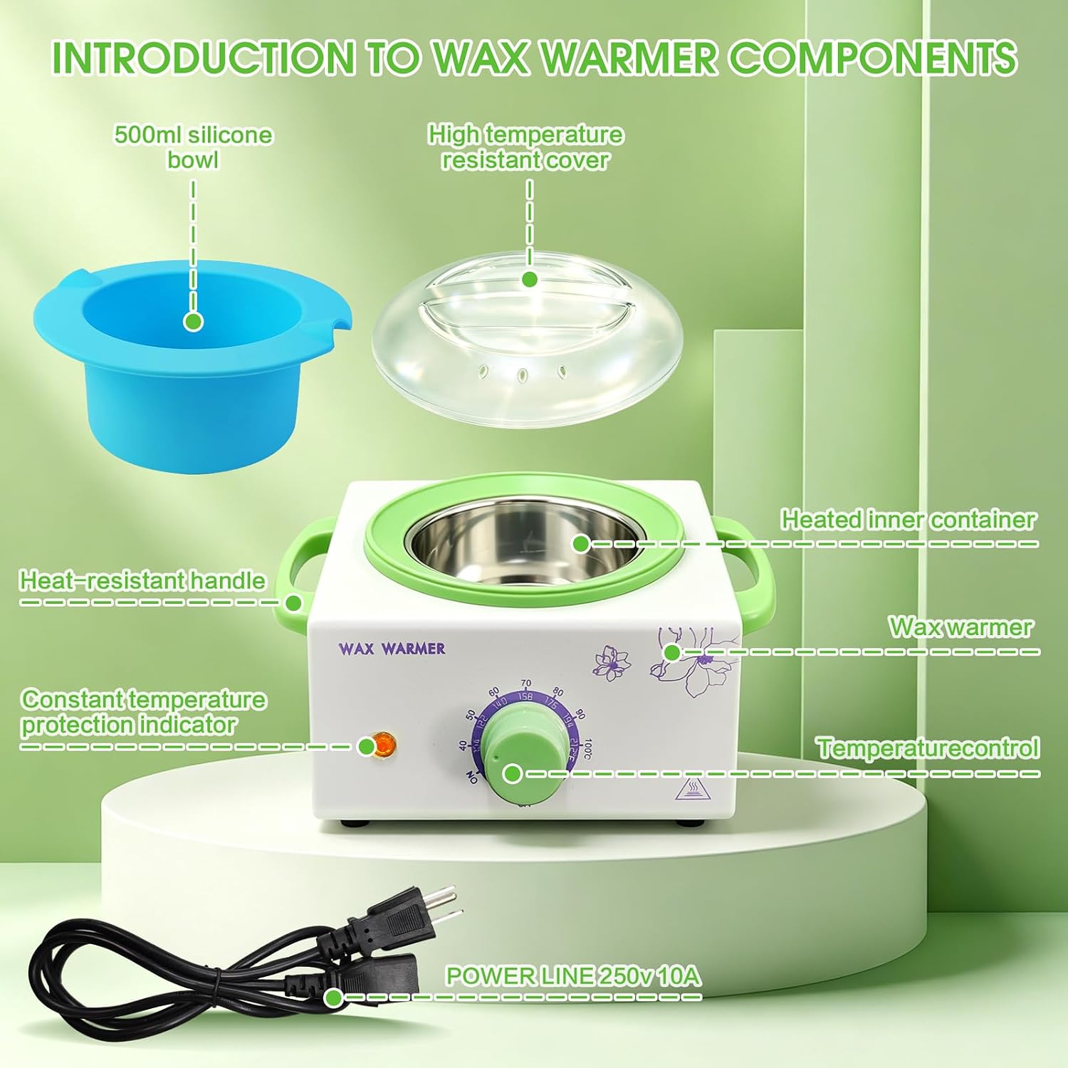 500ml Wax Warmer for Hair Removal, Adjustable Temperature Wax Heater | Professional Waxing Kit for Women & Men with