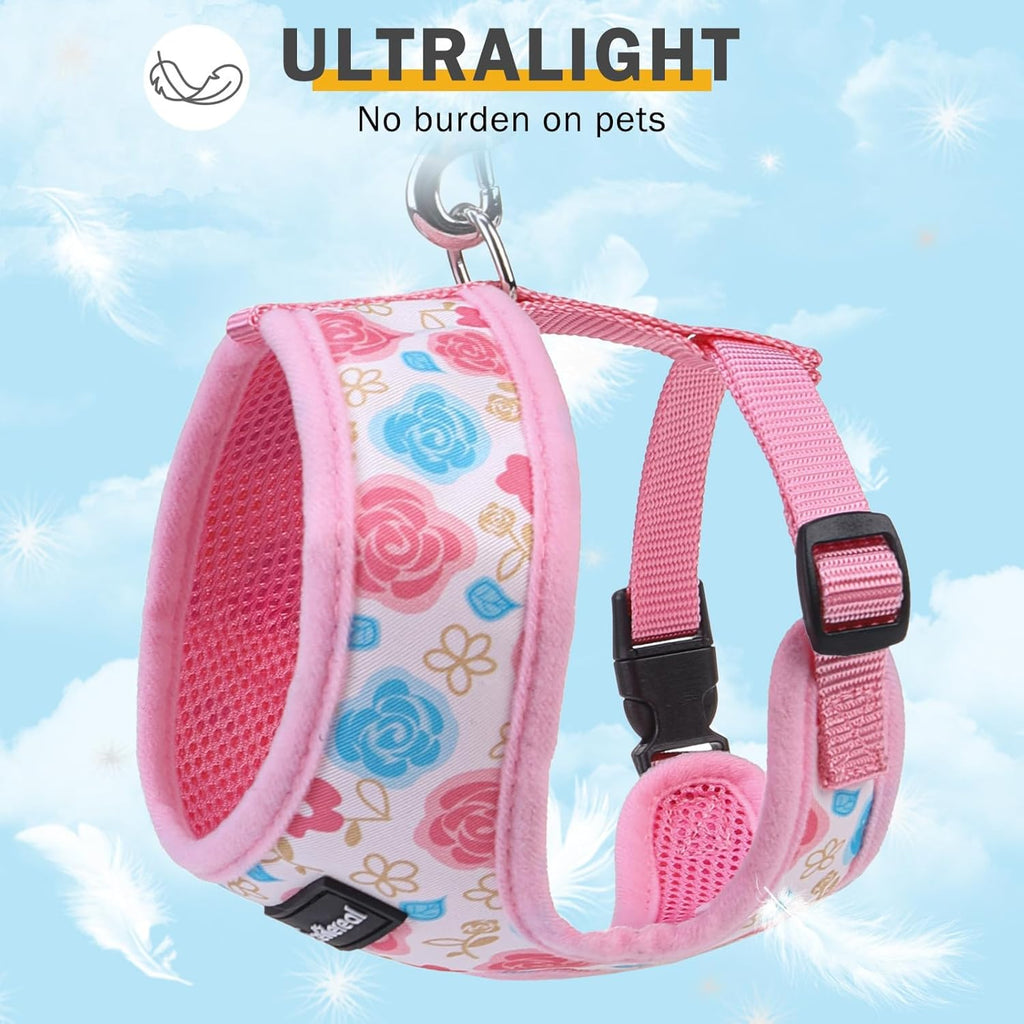 Small Dog Harness Collar and Leash Set, Adjustable No Pull Pet Harnesses, No Chock Soft Mesh Vest for Doggie Puppy