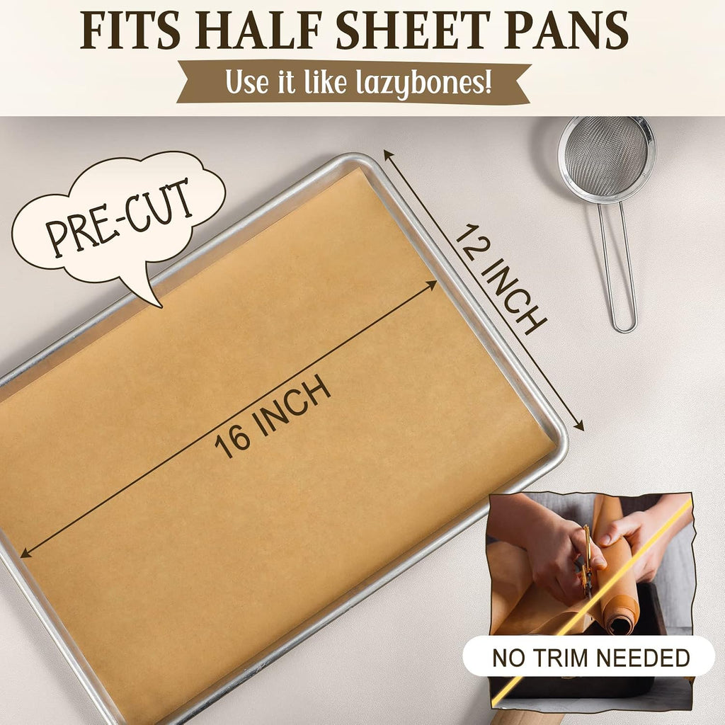 Parchment Paper Sheets, Unbleached Parchment Baking Sheets, Precut Parchment Paper 12 x 16 IN, Non-Stick Parchment