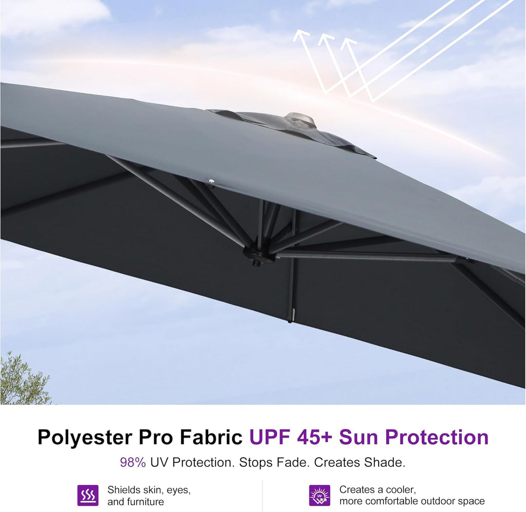 9' X 11.5' Patio Umbrella Outdoor Cantilever Rectangle Umbrella Aluminum Offset Umbrella with 360-degree Rotation for
