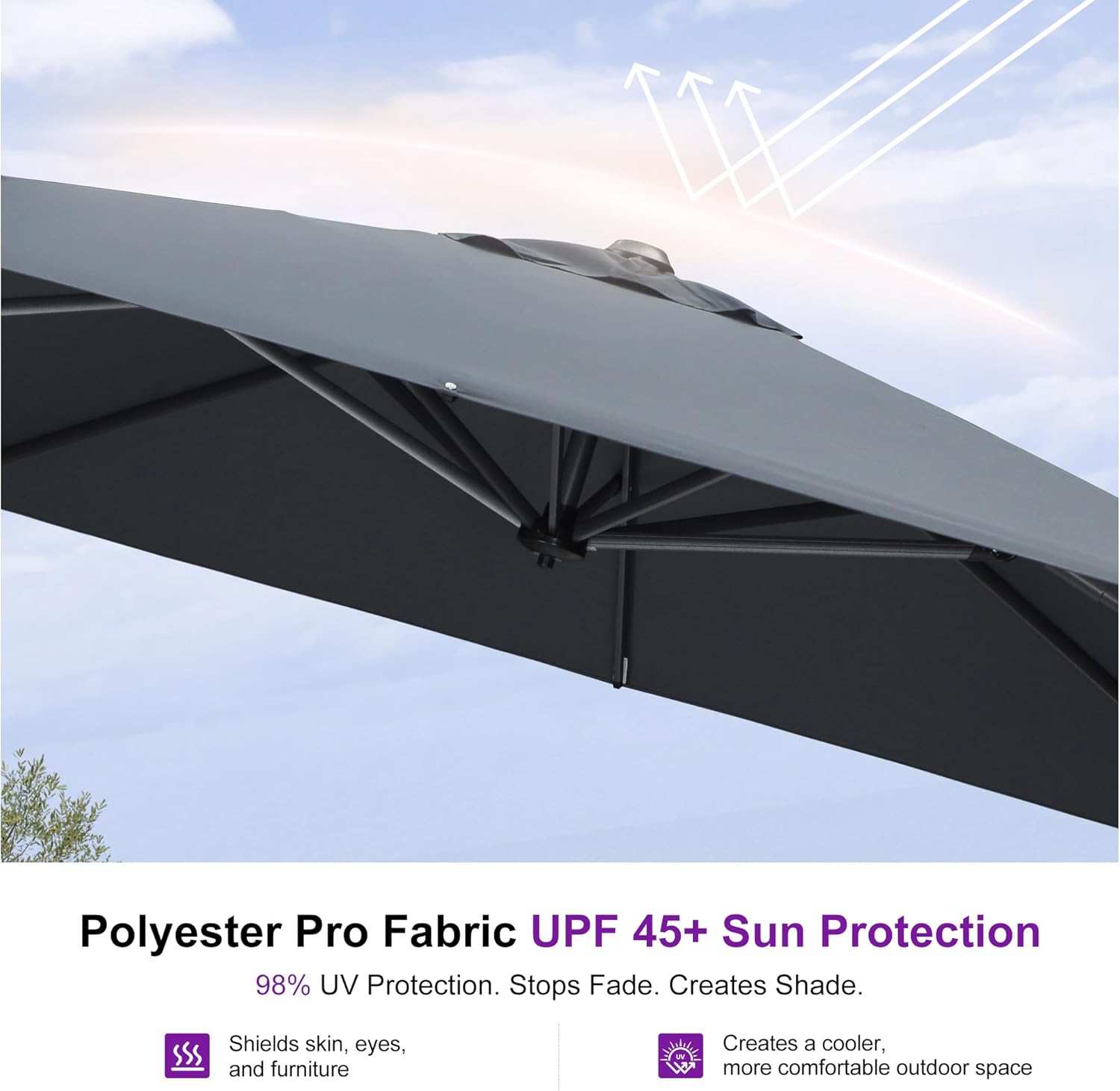 9' X 11.5' Patio Umbrella Outdoor Cantilever Rectangle Umbrella Aluminum Offset Umbrella with 360-degree Rotation for