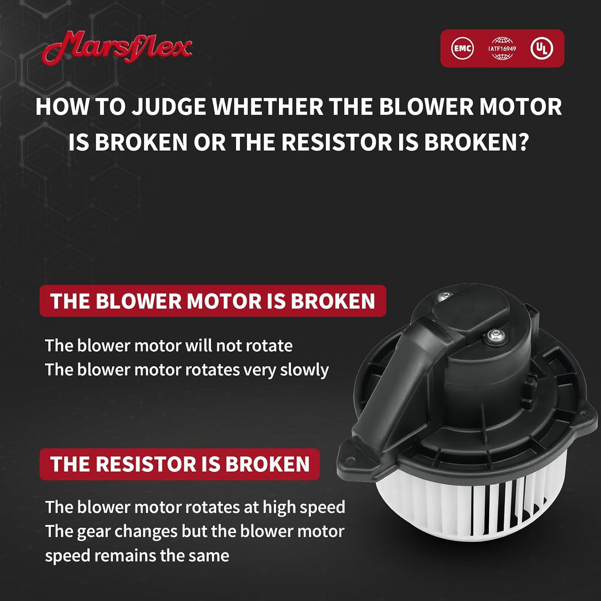 Marsflex Front Blower Motor 700012 for 2002-2008 Dodge Ram 1500 2500 3500