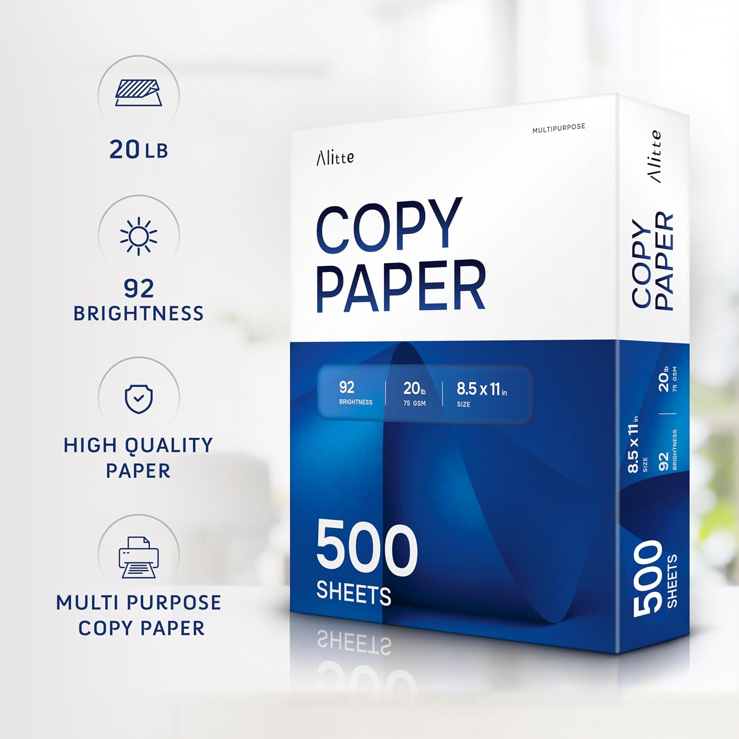 Printer Paper - 8.5 x 11 White Letter Size Copy Paper, 1 Ream 500 Sheets 20 lb Printing Paper for Documents Writing