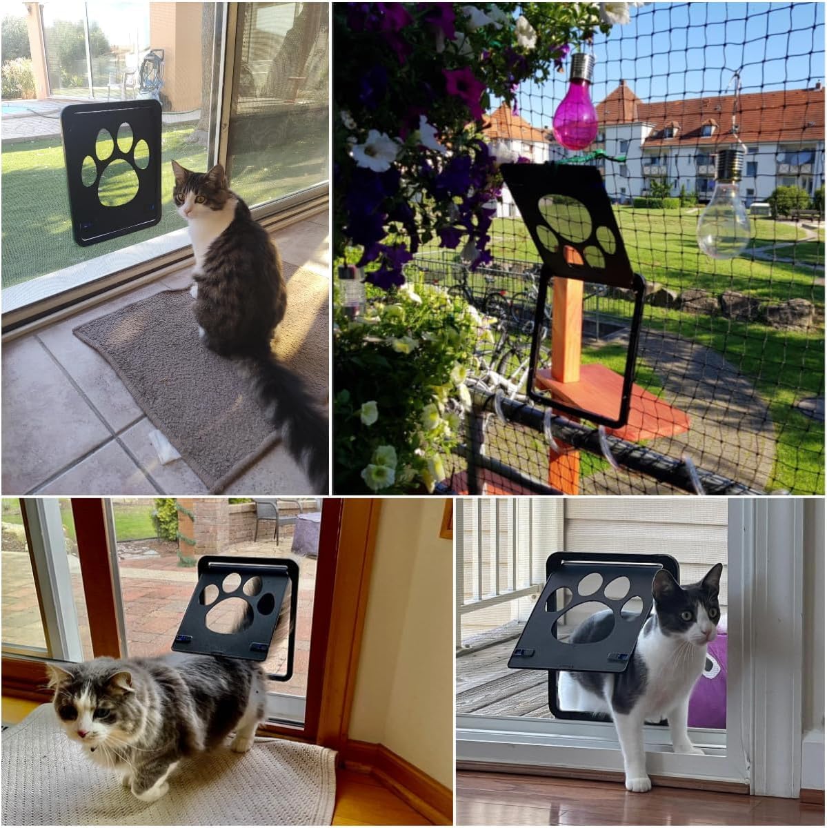 Dog Door for Screen Door, Pet Easy in & Out, Lockable Cat Screen Door with Magnetic Closing Flap Doggy Door for