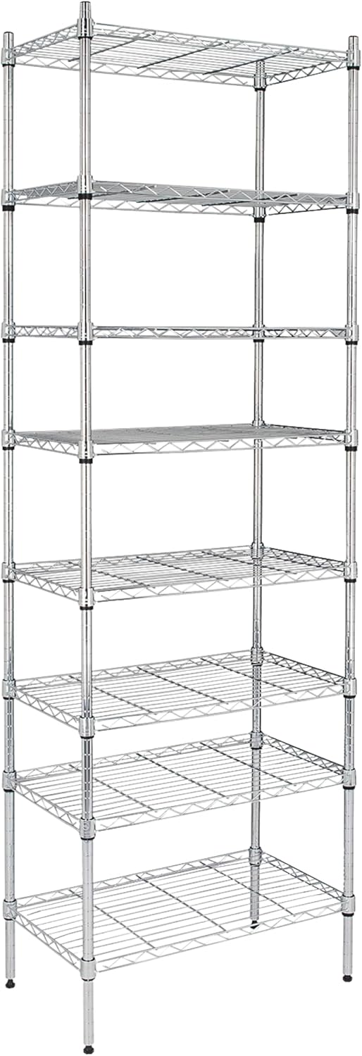 8 Tier Heavy Duty Shelves N.S.F. Certified - 800lb Capacity Commercial Storage Rack, Steel Wire Shelving Unit for