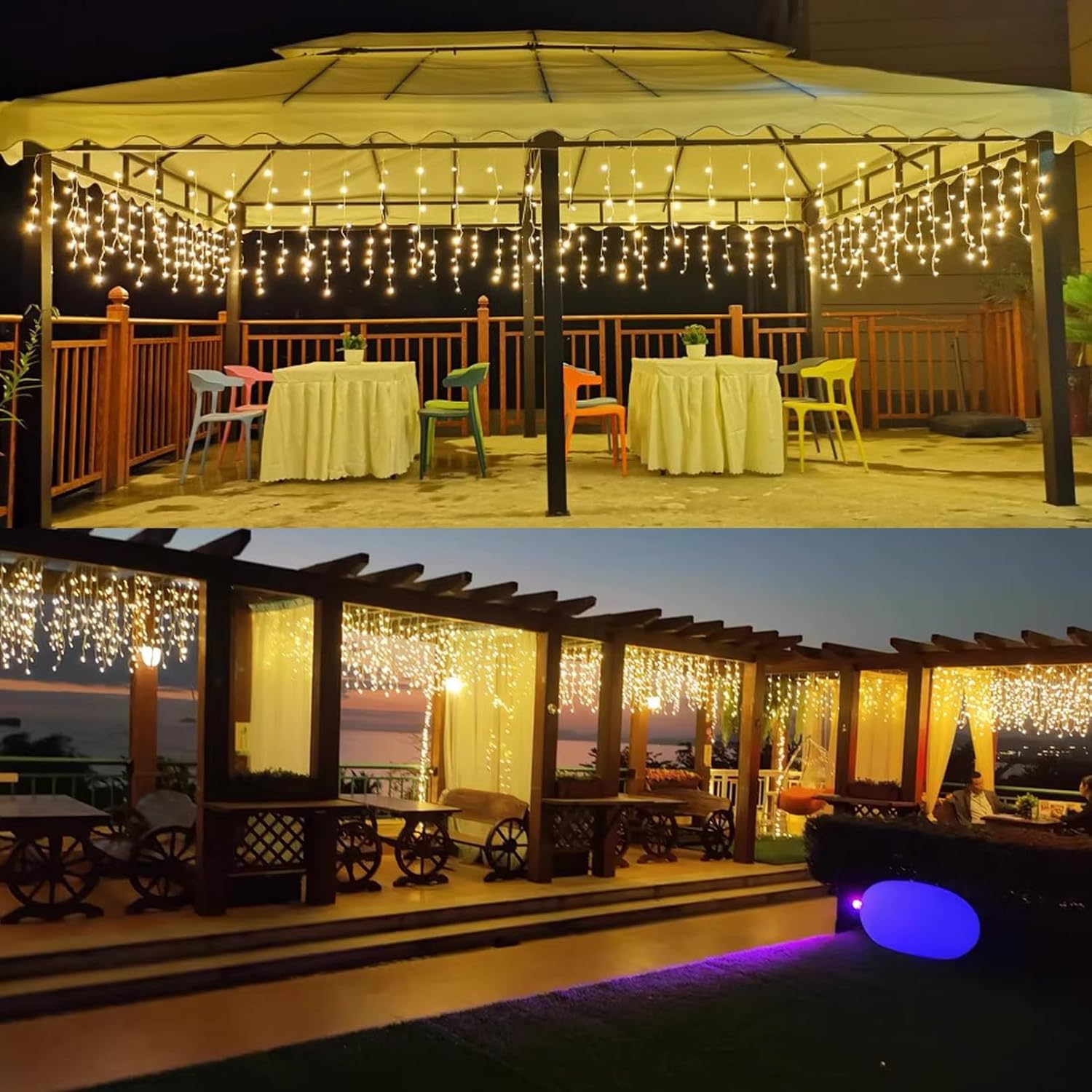 400 LED Icicle Lights Outdoor, 32.8 FT 80 Drops 8 Modes Christmas Twinkle Waterproof Connectable Fairy String Lights