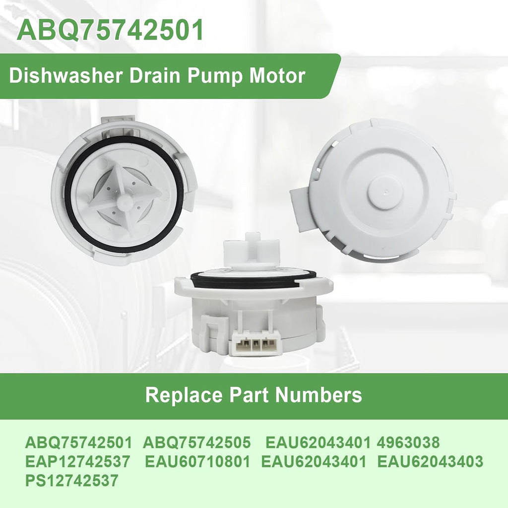 ABQ75742501 Dishwasher Drain Pump Motor Compatible with LG & Kenmore Model