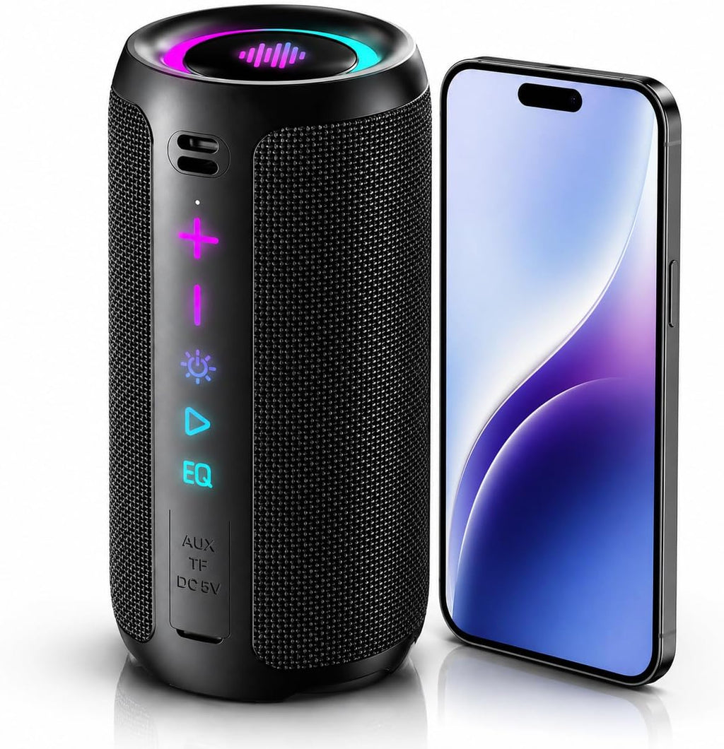Portable Bluetooth Speaker, Powerful Sound Wireless Speaker: Boost Bass, Bluetooth 5.4, 24H Playtime, 8 RGB Modes