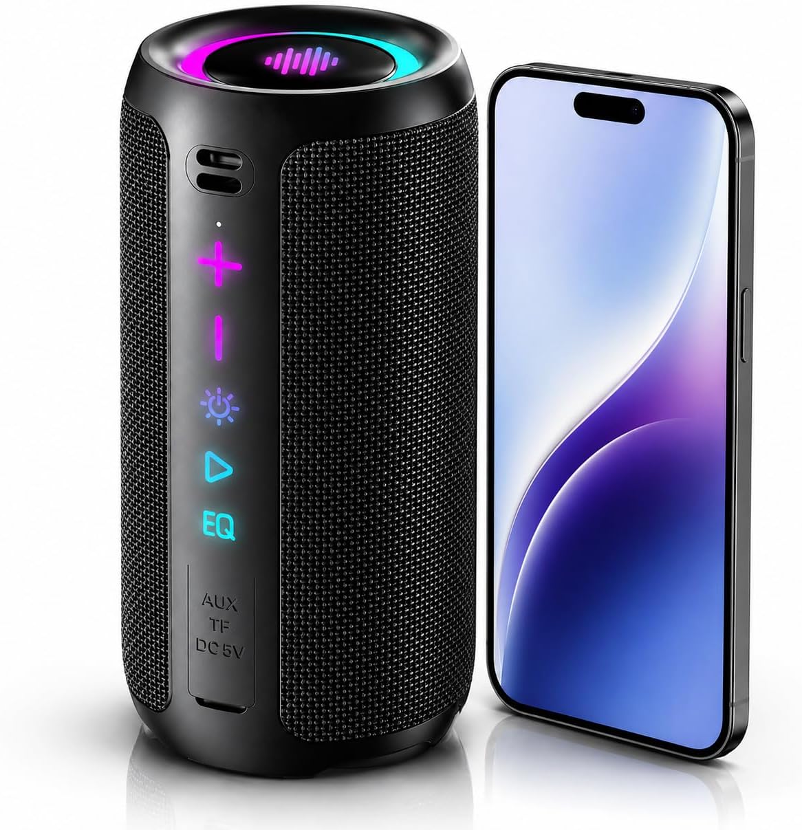 Portable Bluetooth Speaker, Powerful Sound Wireless Speaker: Boost Bass, Bluetooth 5.4, 24H Playtime, 8 RGB Modes