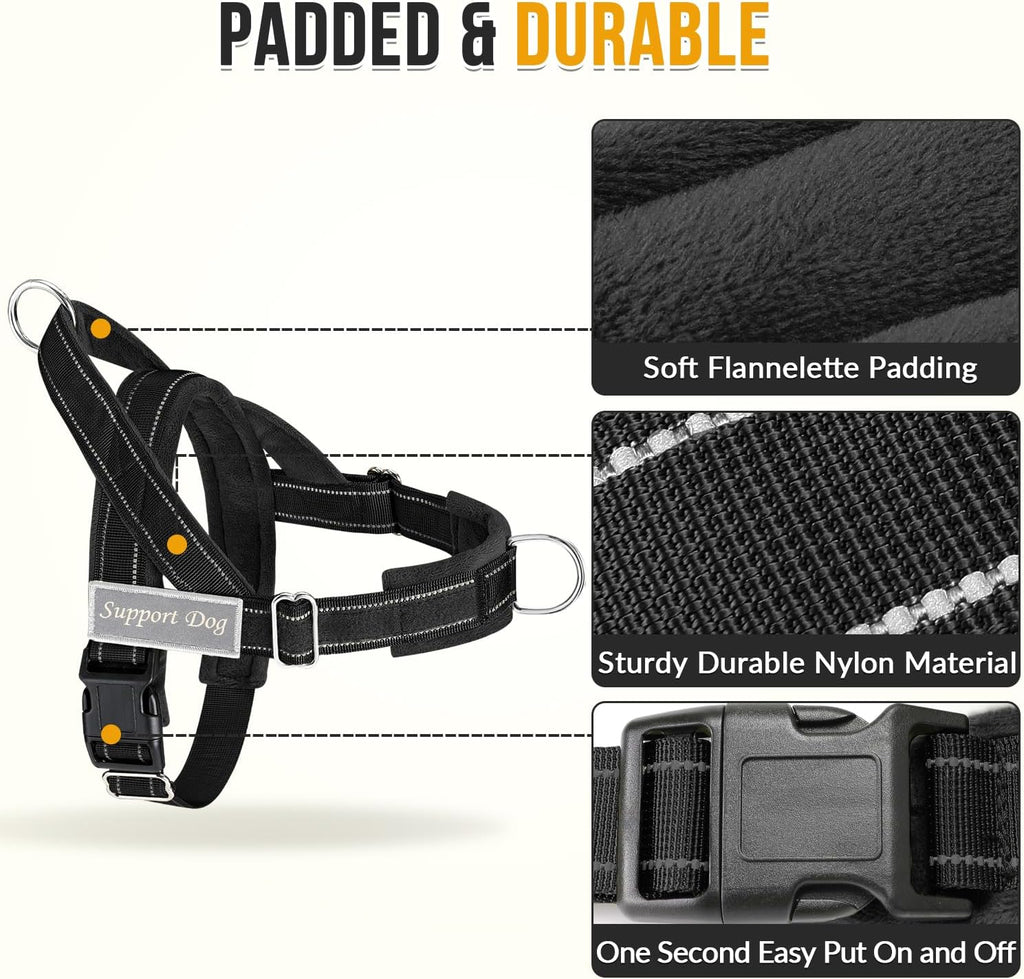 No Pull Dog Harness - Heavy Duty Dog Harness and Leash Set for Medium Large Dogs, Reflective Tactical Harness with