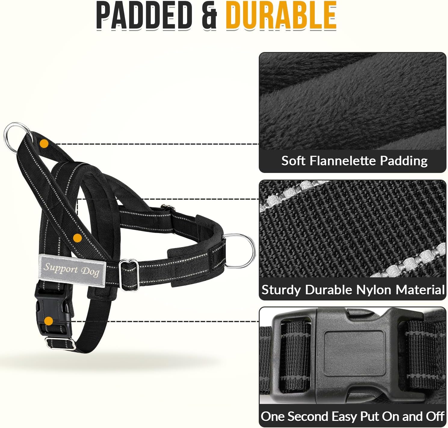 No Pull Dog Harness - Heavy Duty Dog Harness and Leash Set for Medium Large Dogs, Reflective Tactical Harness with