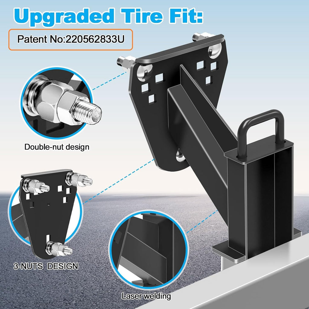 Stake Pocket Spare Tire Carrier,Spare Tire Mount Bracket for Trailer,Powder Coat Steel Black, Fits Most 4 & 5 & 6 & 8