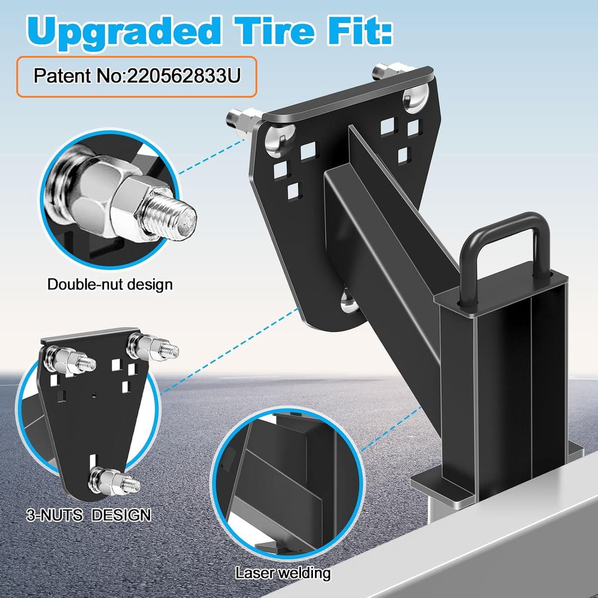 Stake Pocket Spare Tire Carrier,Spare Tire Mount Bracket for Trailer,Powder Coat Steel Black, Fits Most 4 & 5 & 6 & 8