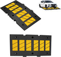 35" Heavy Duty Rubber Speed Bump, 2" High Traffic Speed Hump | Reflective Traffic Speed Hump with Mounting Bolts for