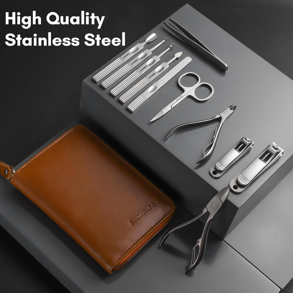 Manicure Set, 11 in 1 Professional Manicure Kit Nail Clippers Set Gifts for Fathers Husband Boyfriend,Stainless Steel