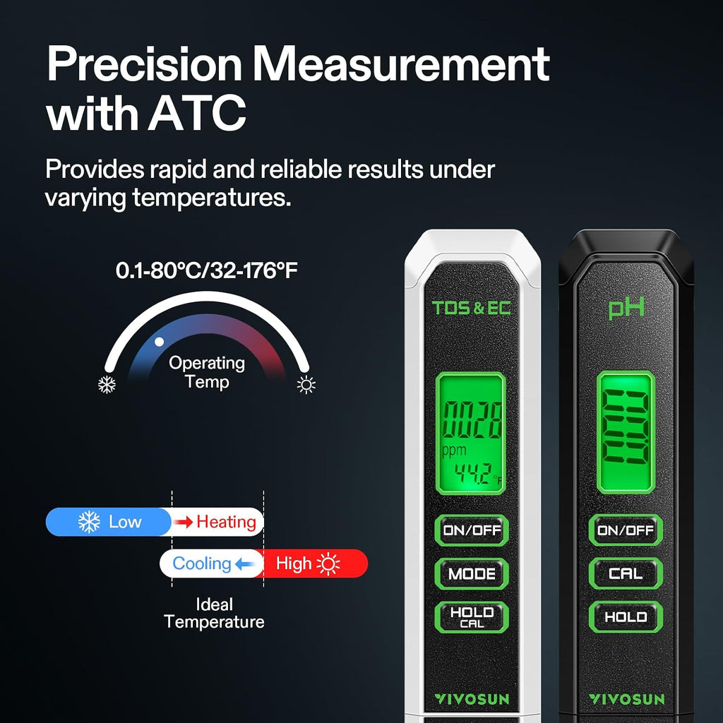 Digital pH Meter TDS EC Meter for Water 0.01 Accuracy Hydroponics | ±0.01 Accuracy, , 0-14 Range, ATC, Auto