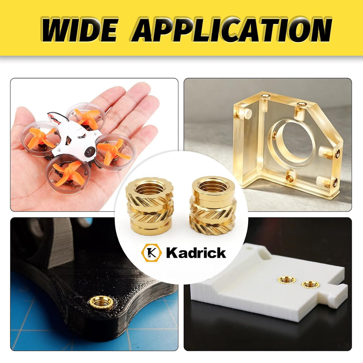 100Pcs #10-24 * 5 * 7.1 Threaded Inserts, #10-24 Heat Set Inserts, Brass Heat Set Insert for Plastic and 3D Printing Components