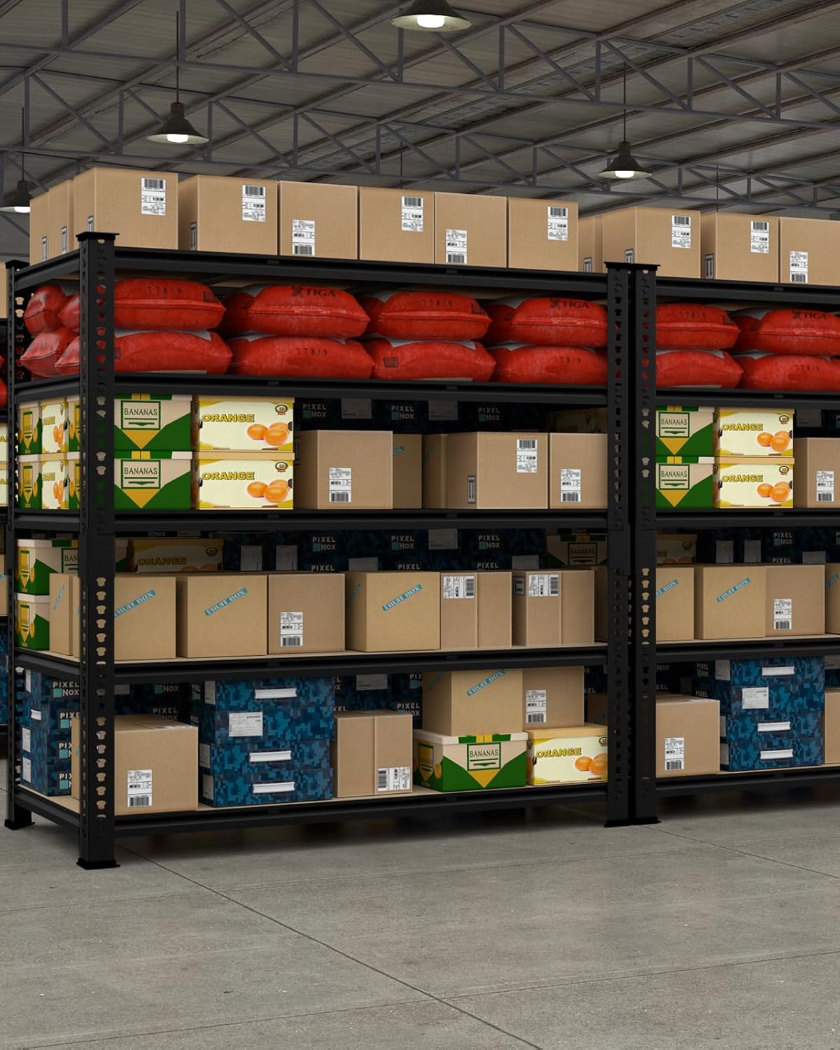 Heavy Duty Garage Storage Shelves - 48" W X 24" D X 72" H Adjustable Metal Shelving Unit, 5 Tier Industrial Shelves