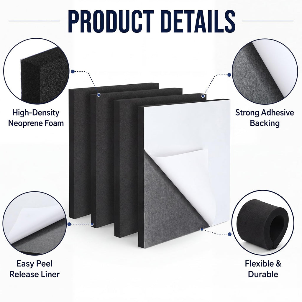 4 Pcs 0.5 Inch Thick Foam Padding Sheet with Adhesive Backing