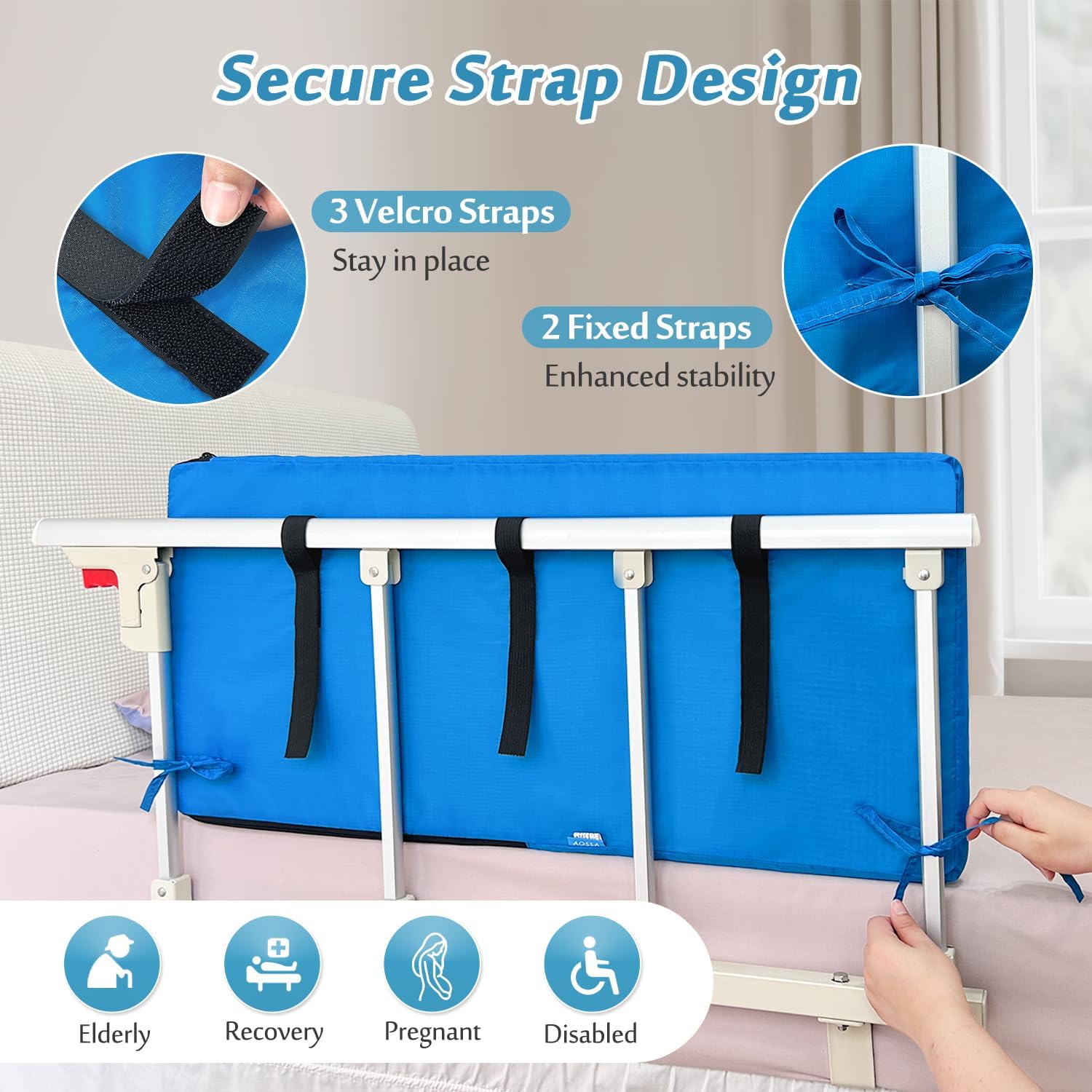 Bed Rails Pads for Elderly Adults Bumper Bed Assist Railings for Seniors Guard Bars Safety Medical Side Rail Padding