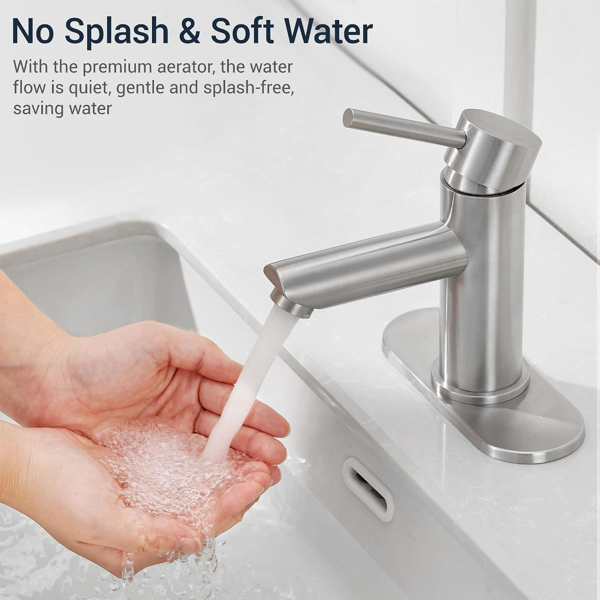 Brushed Nickel Bathroom Sink Faucets Single Hole Single Handle Stainless Steel Bathroom Faucet RV Faucet Deck Mount 1