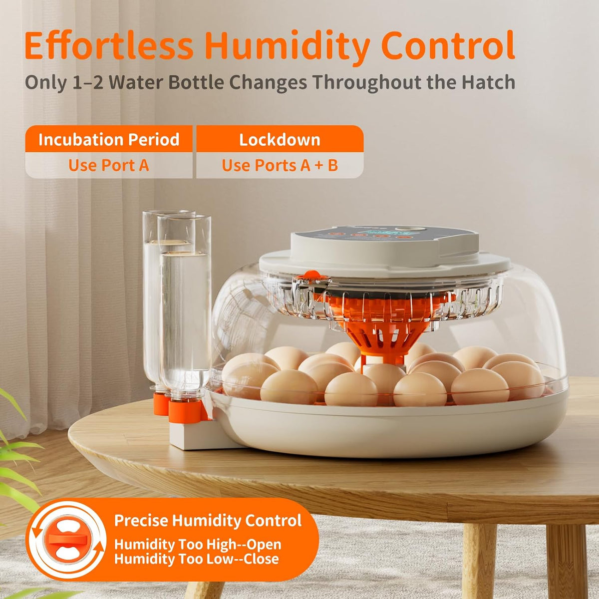 Egg Incubators for Hatching Eggs, Temperature and Humidity Control, Automatic Egg Turning, Egg Candler, External
