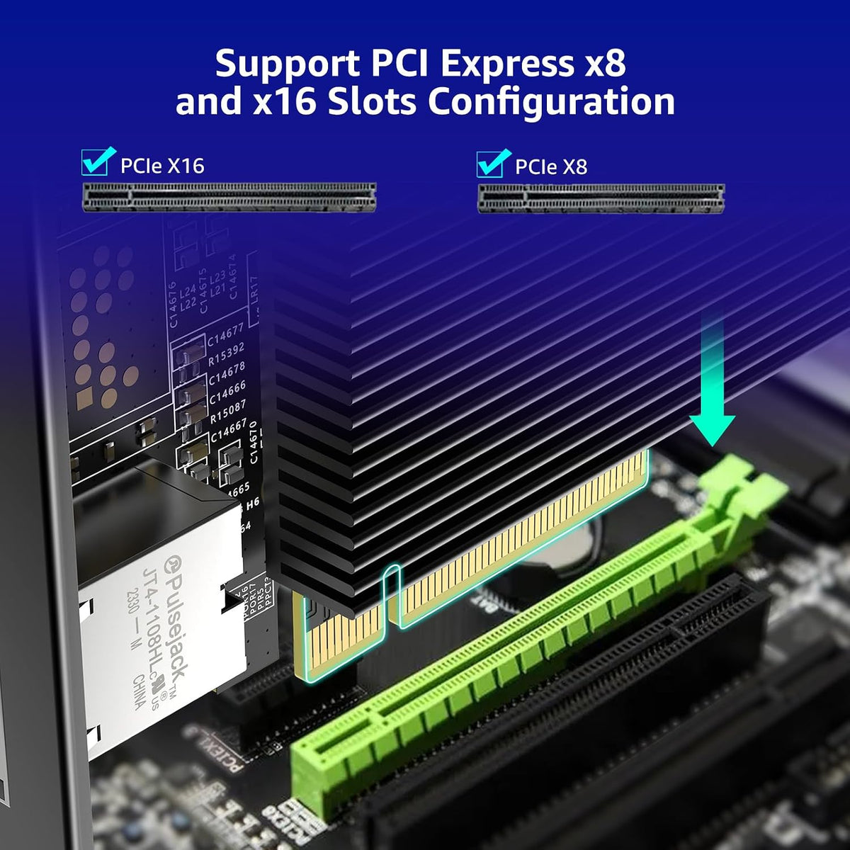 10G PCI-E Network Card Single RJ45 Port, 10G NIC with Intel X540-T1 Conrtoller, VIMIN 10Gb Base-T Ethernet Network Card Compatible with PCI Express X8, X16, Support Windows/Windows Server/Linux/VMware