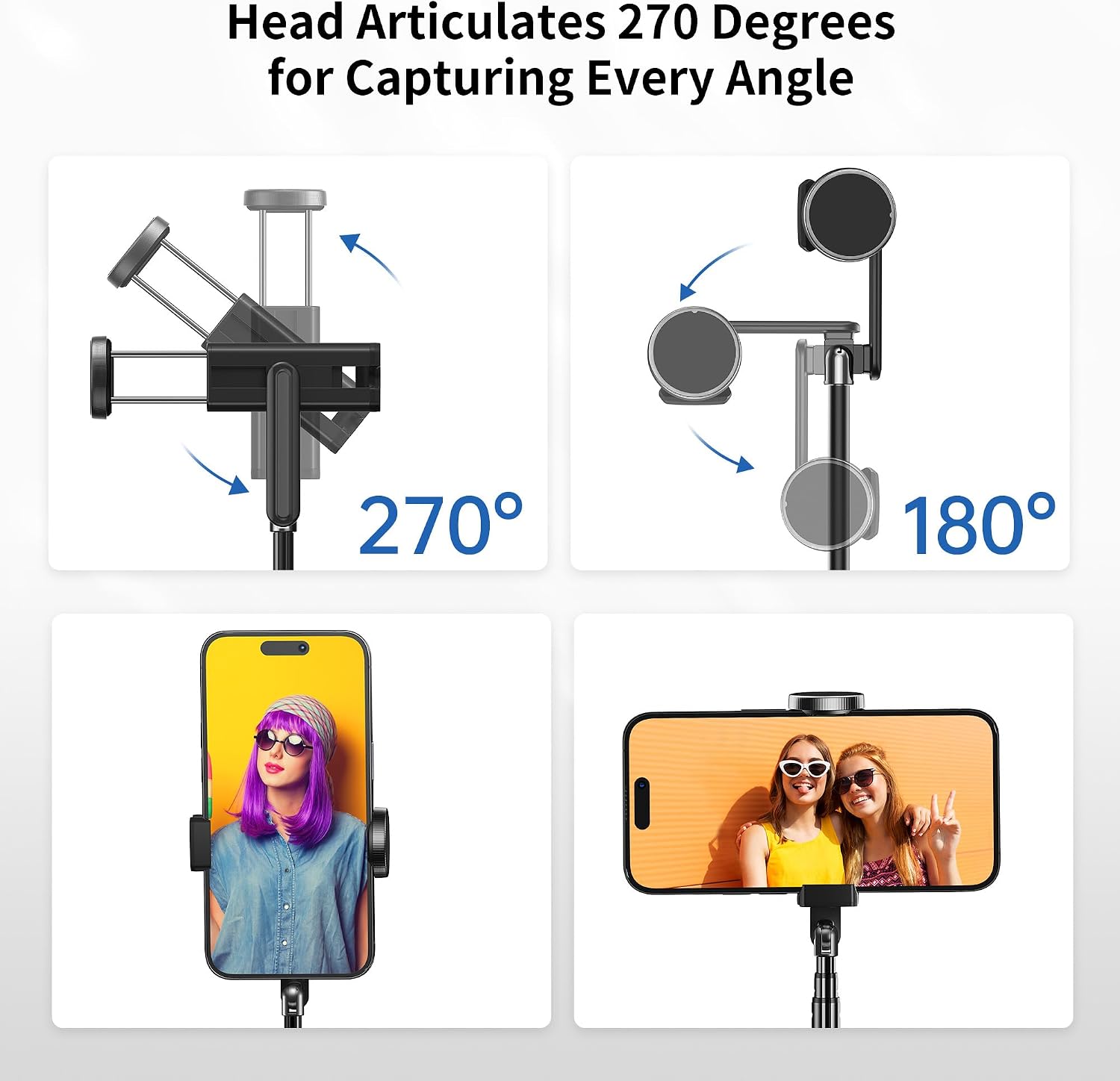 Selfie Stick Tripod, 3-in-1 Extendable Aluminum Phone Tripod with Detachable Bluetooth Remote, Compatible with iPhone