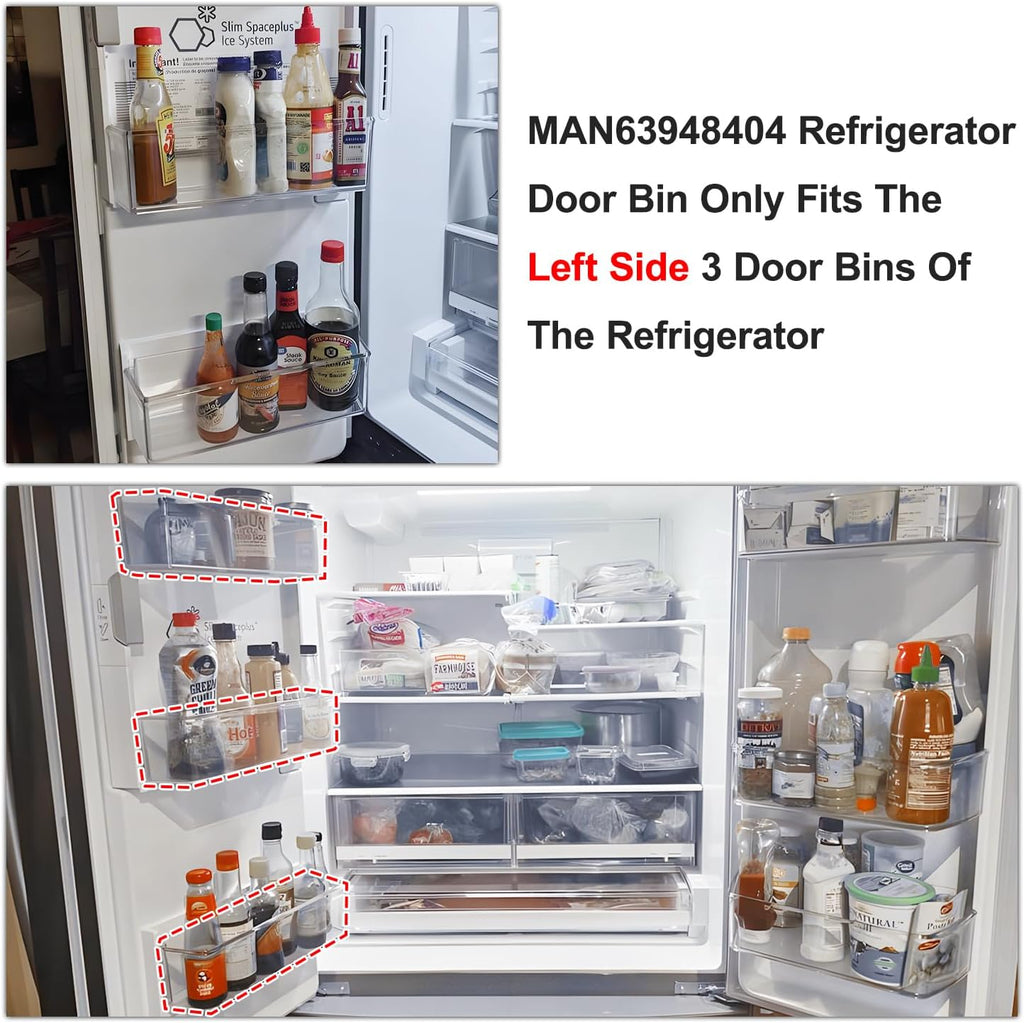 2PCS MAN63948404 Refrigerator Door Bin Shelf for LG Door Shelf Replacement