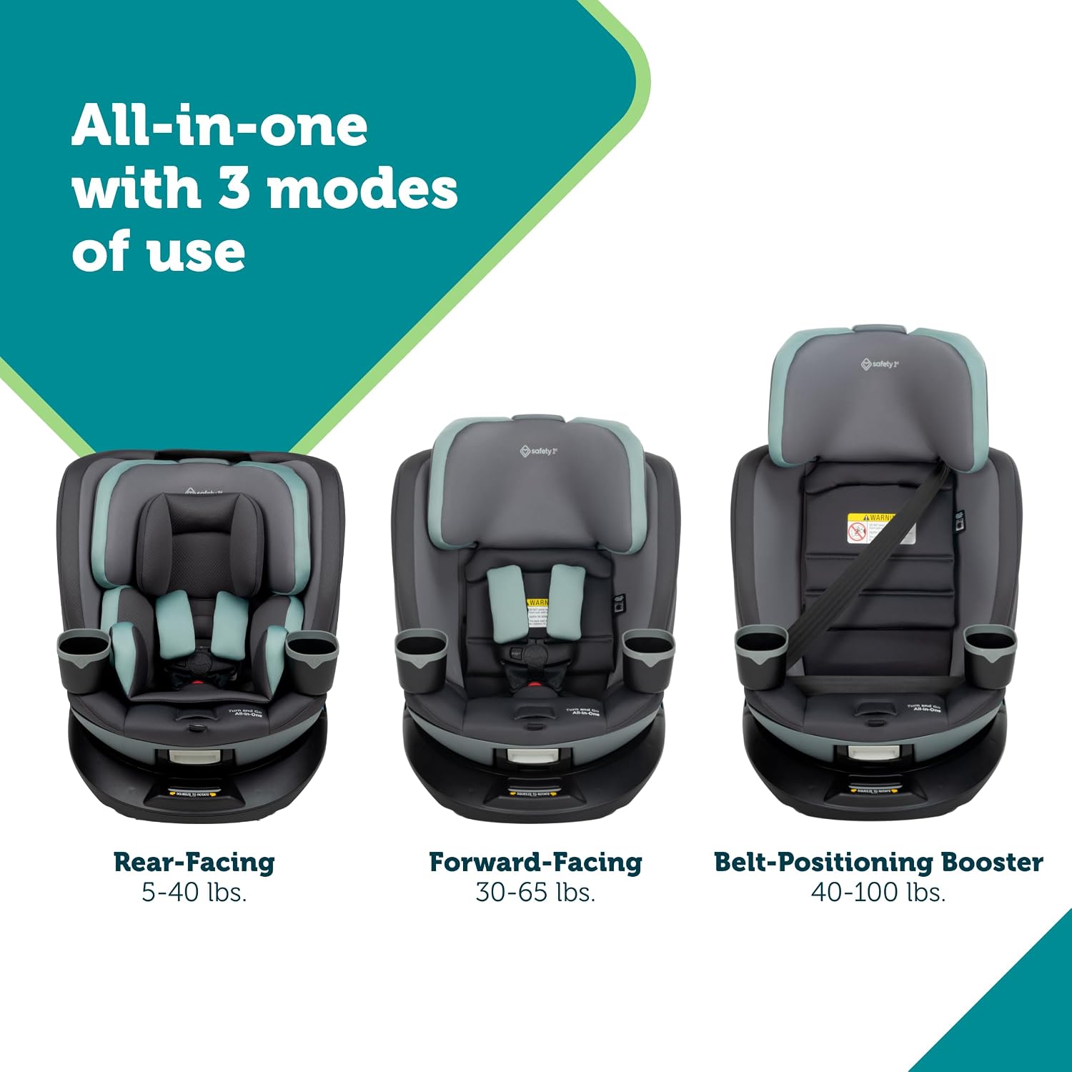 Turn and Go 360 ST 360 Rotating Car Seat, SafetySwivel, SecureTech Installation, All-in-One Convertible Car Seat