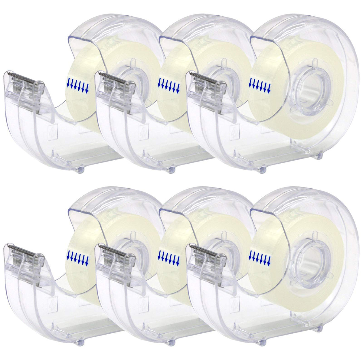 6 Pcs Clear Tape Dispensers, 1 inch White Core