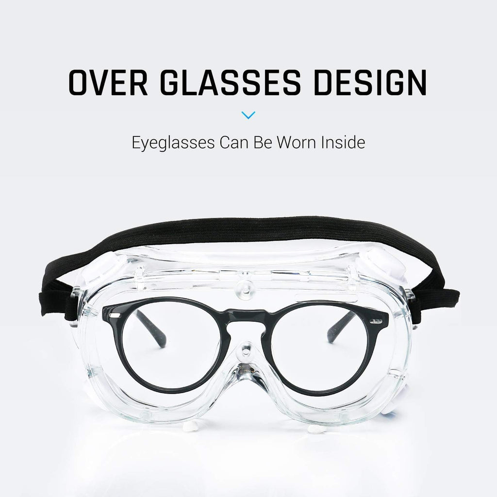 Safety Goggles Medical Goggles Fit Over Eyeglasses Anti-Fog Safety Glasses Clear Lab Goggles chemistry Protective