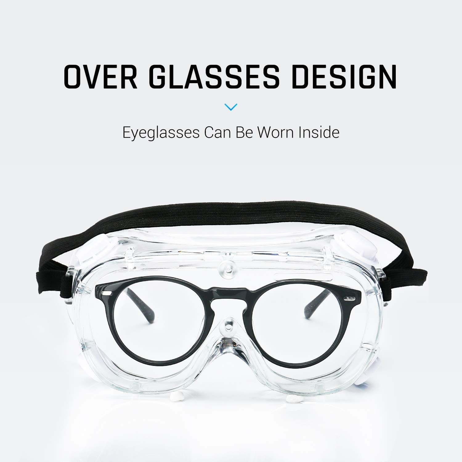 Safety Goggles Medical Goggles Fit Over Eyeglasses Anti-Fog Safety Glasses Clear Lab Goggles chemistry Protective