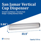 23.5-Inch Stainless Steel Cup Dispenser, 12-24 oz