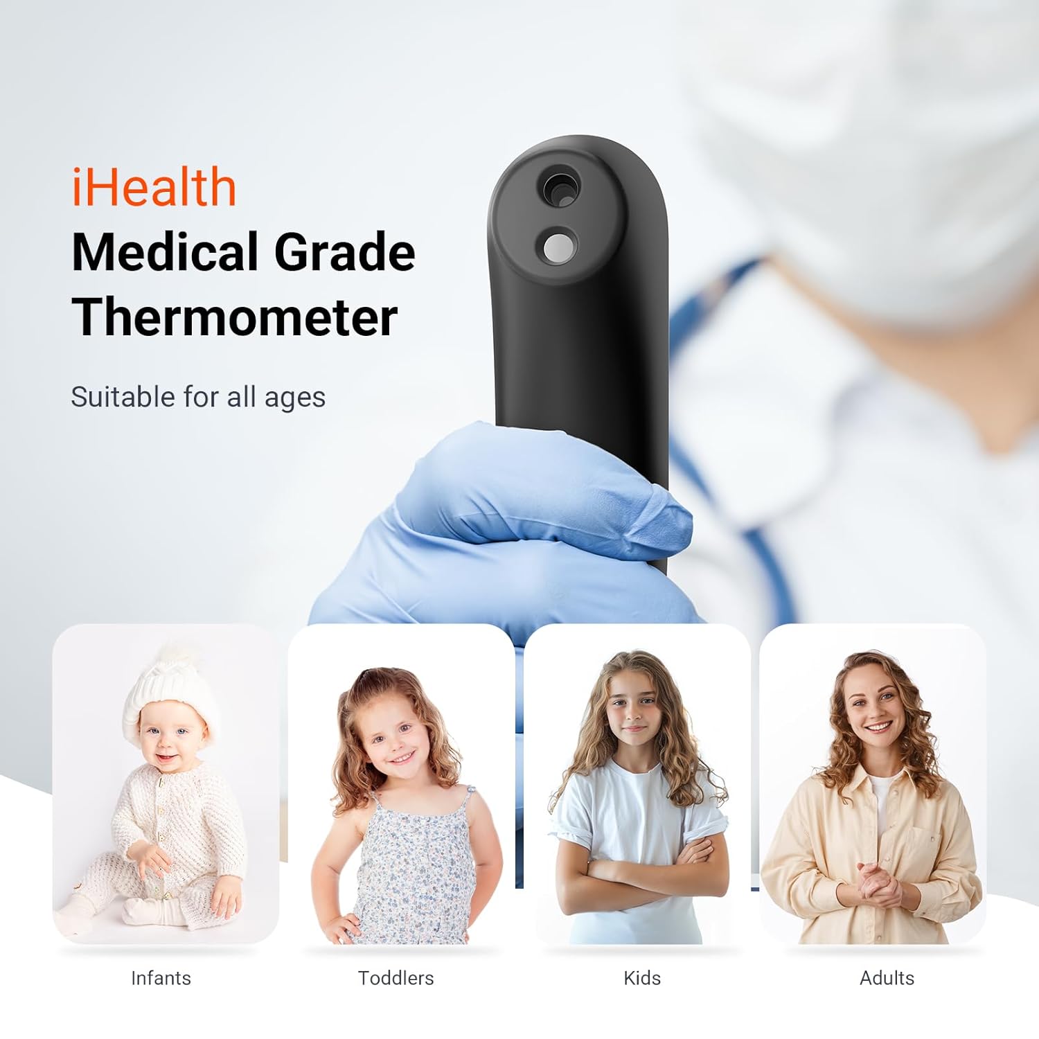 No-Touch Digital Forehead Thermometer for Adults, Babies, Kids, 3 Ultra-Sensitive Sensors, Quiet Vibration Feedback