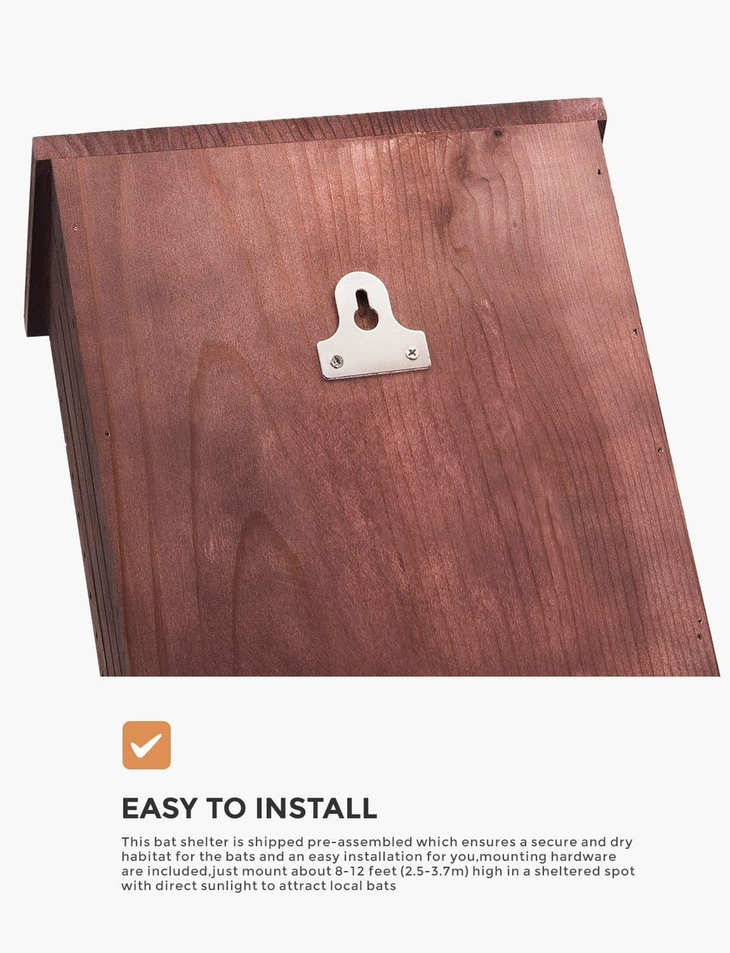 Bat House for Outdoors 15"x9.2"x3.2" Shelter Box kit Double Chamber Dark Natural Cedar Wood, Pre-Finished Easy to