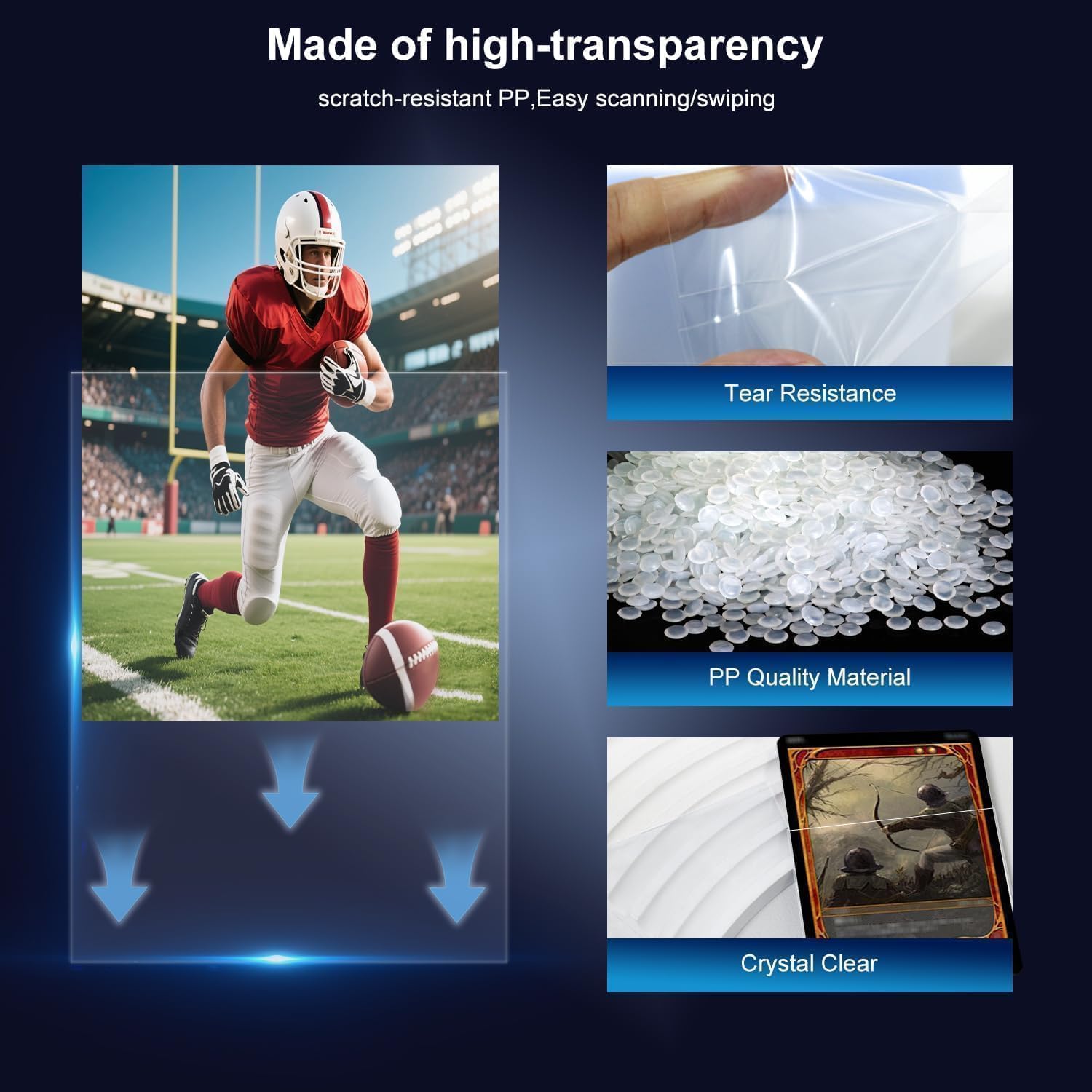 500 Counts Card Sleeves for Trading Cards,Soft Penny Card Sleeves,Clear Plastic Standard Size Card Protectors for