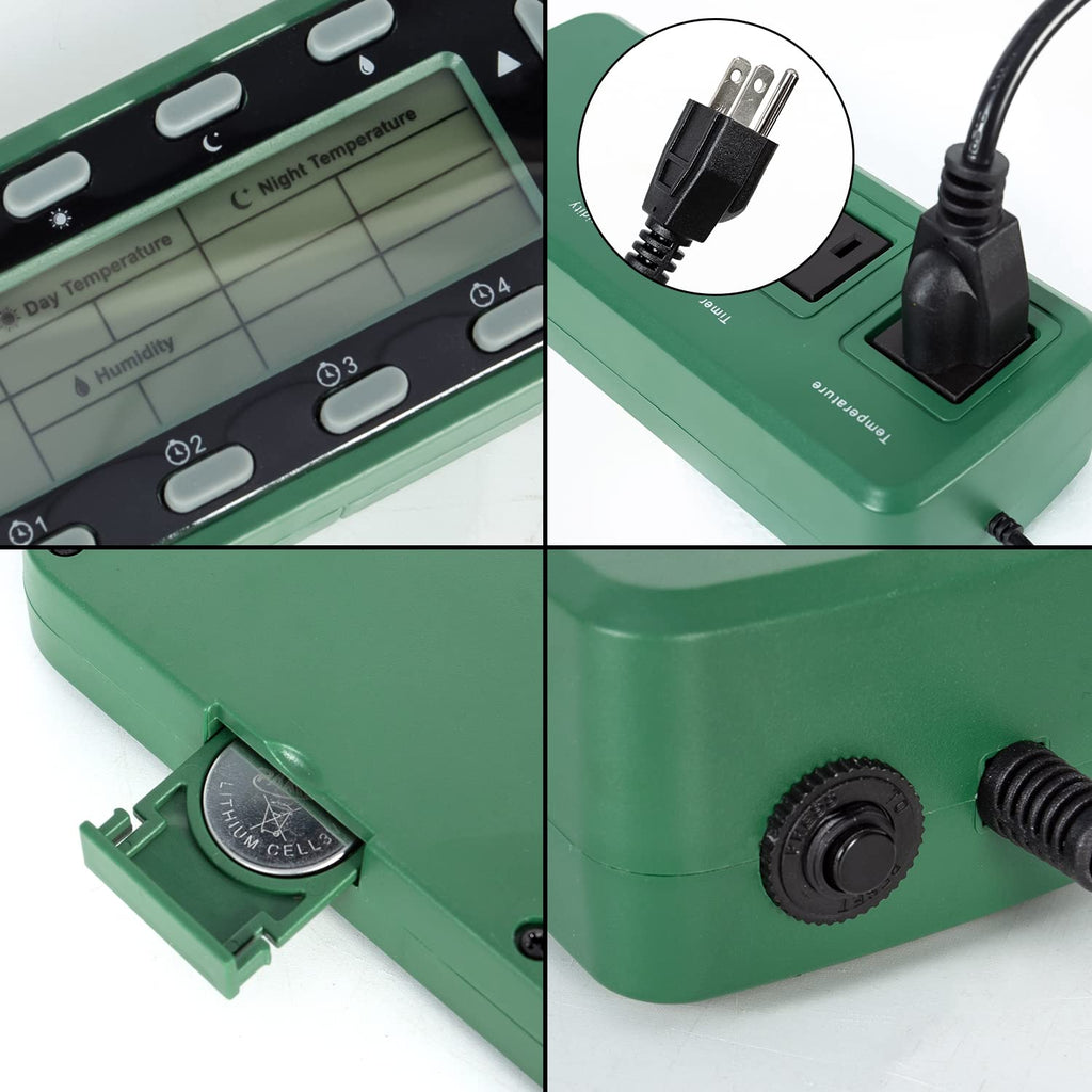 Reptile Digital Thermometer Hygrometer Controller for Tank Terrarium - Waterproof Reptile Timer with Thermostat