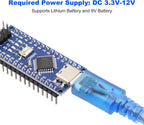 2Pcs Nano V3.0 Board ATmega328P/CH340G Chip Microcontroller Kit Compatible with Arduino IDE/PWM/SPI 5V 16M(USB C Port with 2Pcs USB Cable)