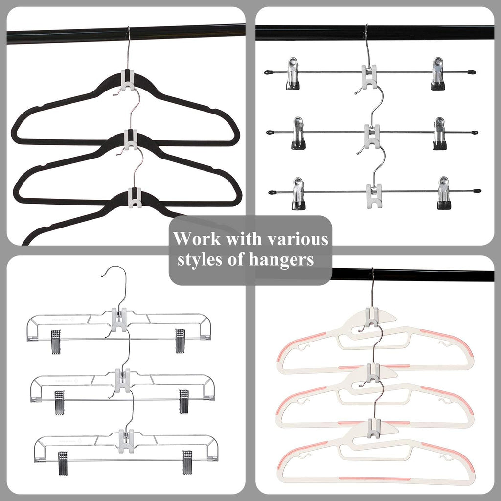 Clothes Hanger Connector Hooks, Outfit Hangers, Hanger Extender Clips, Cascading Hanger Hooks, Velvet Huggable