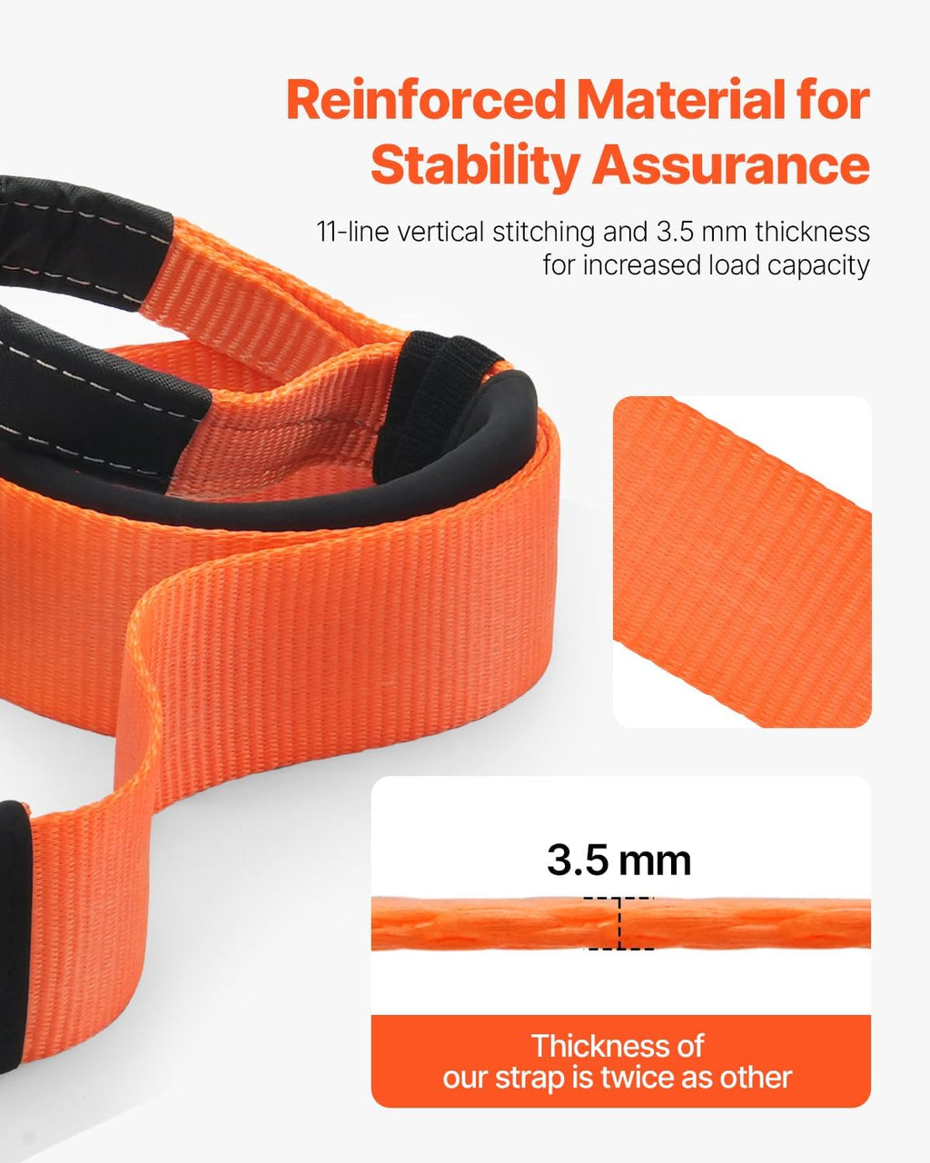 Heavy Duty Tow Strap Recovery Kit 3 in x 20 ft (MBS-36,000 lbs) Tree Saver Winch Strap, Triple Reinforced Loop &